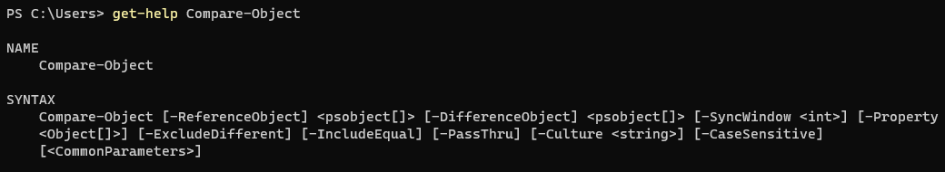 Compare-Object syntax